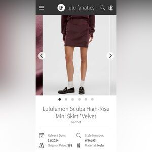 Lululemon Athletica Scuba High-Rise Mini Skirt - Velvet